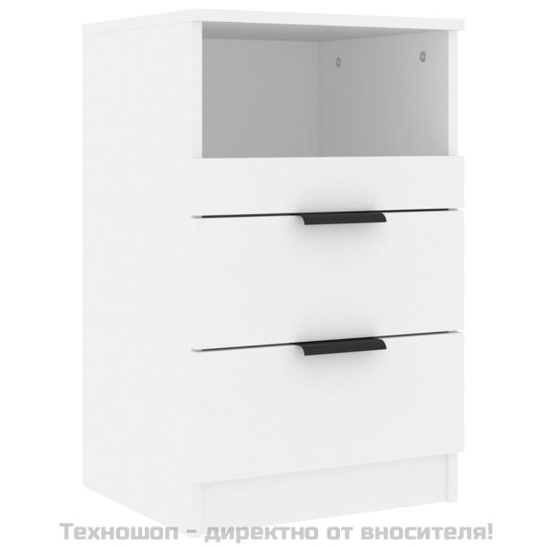 Нощни шкафчета, 2 бр, бели, инженерно дърво