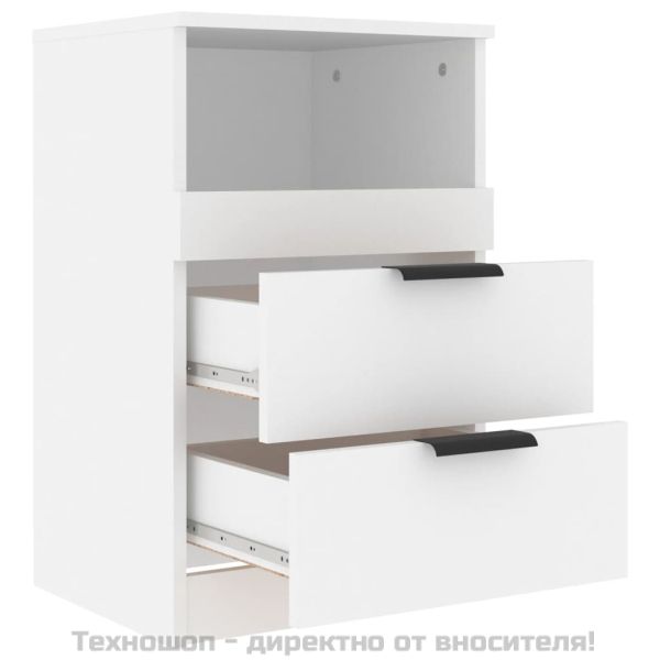 Нощни шкафчета, 2 бр, бели, инженерно дърво