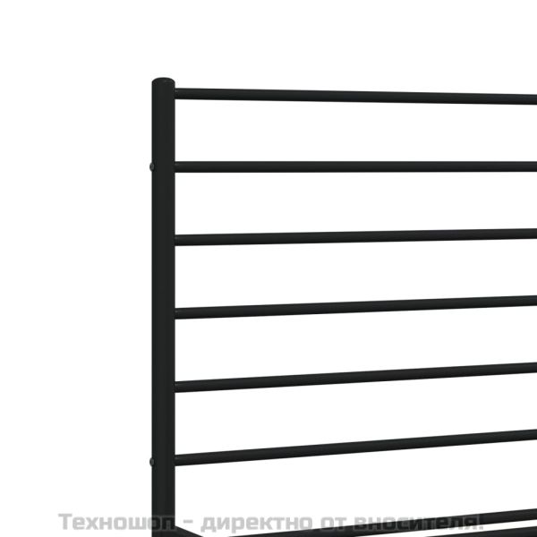 Метална рамка за легло с горна табла, черна, 140x200 см