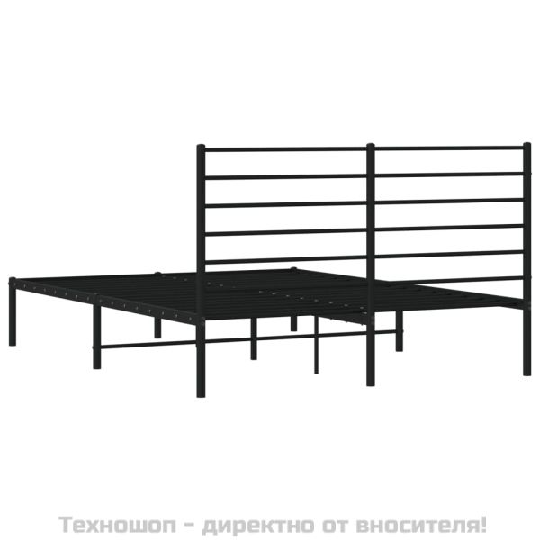 Метална рамка за легло с горна табла, черна, 160x200 см
