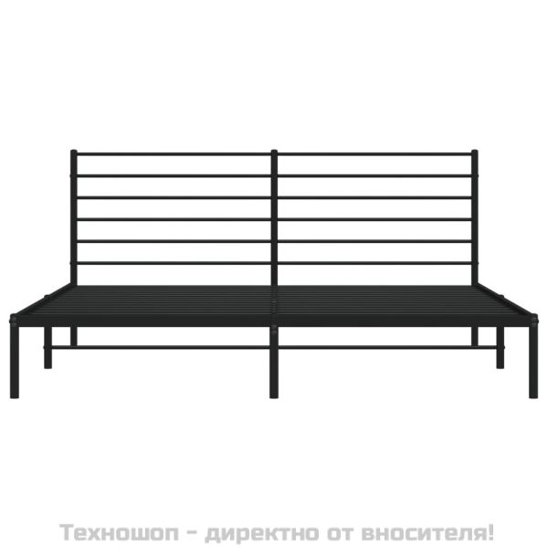 Метална рамка за легло с горна табла, черна, 200x200 см