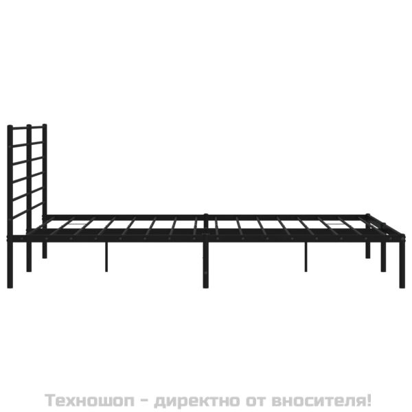 Метална рамка за легло с горна табла, черна, 200x200 см