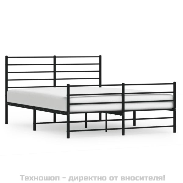 Метална рамка за легло с горна и долна табла, черна, 160x200 см