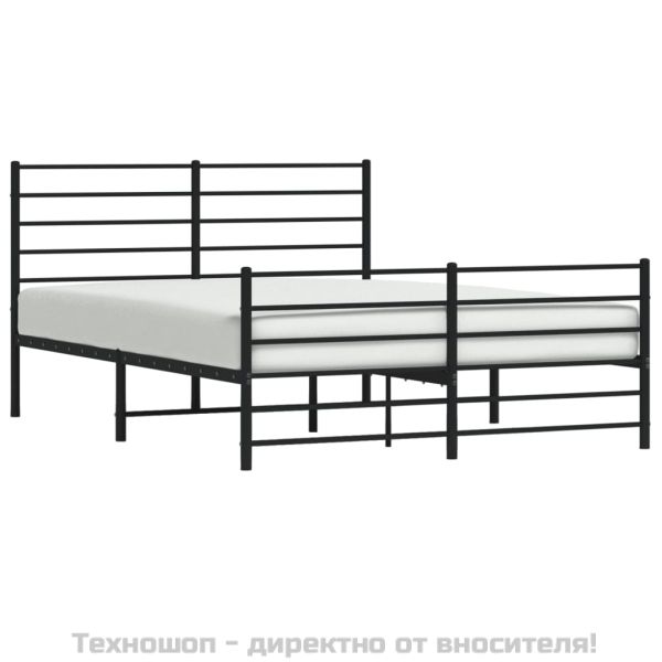 Метална рамка за легло с горна и долна табла, черна, 160x200 см