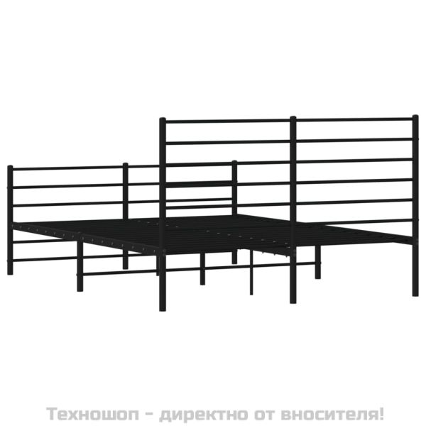 Метална рамка за легло с горна и долна табла, черна, 160x200 см