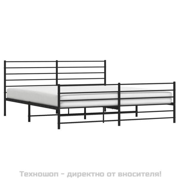 Метална рамка за легло с горна и долна табла, черна, 200x200 см