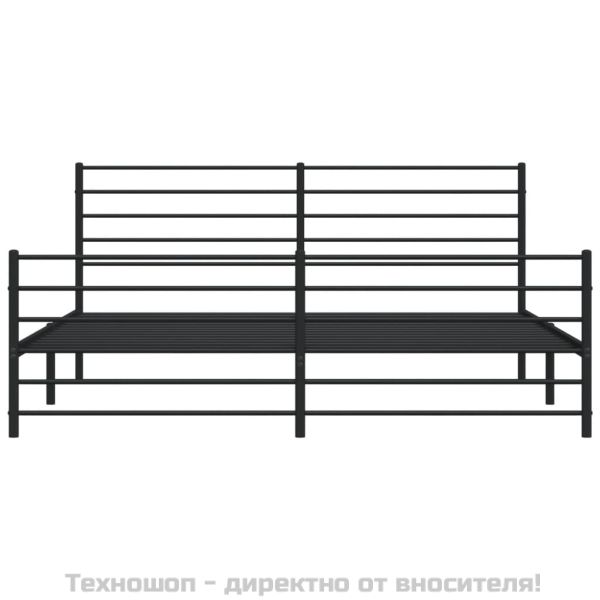 Метална рамка за легло с горна и долна табла, черна, 200x200 см
