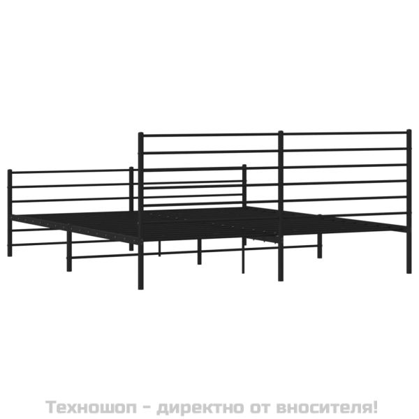 Метална рамка за легло с горна и долна табла, черна, 200x200 см