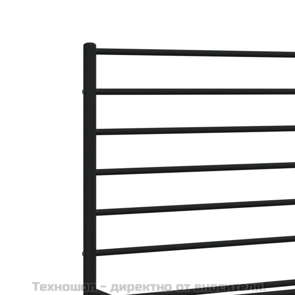 Метална рамка за легло с горна и долна табла, черна, 200x200 см