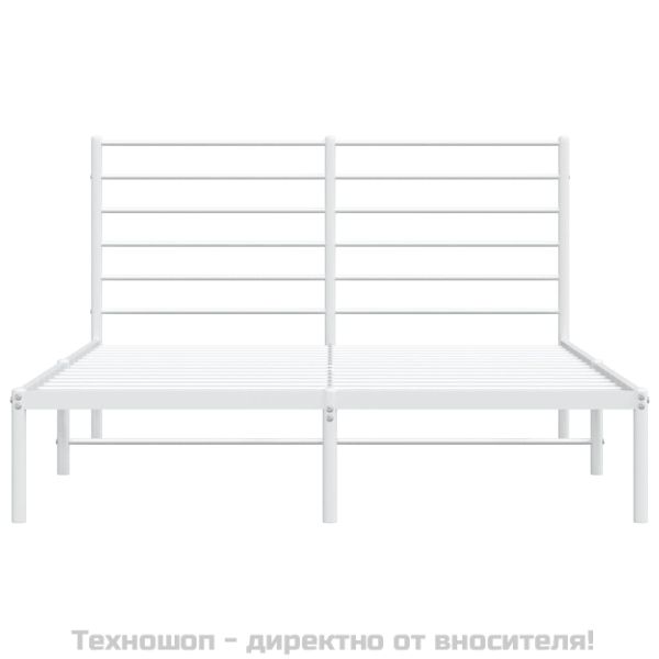 Метална рамка за легло с горна табла, бяла, 120x190 см
