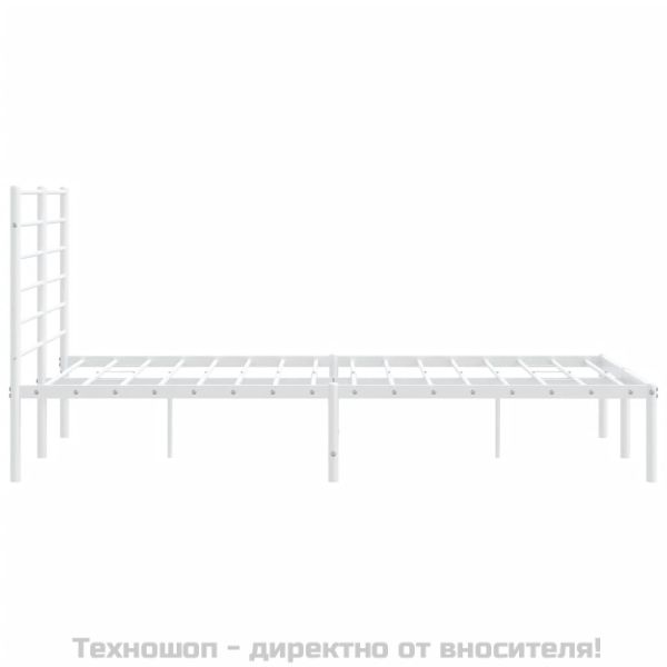Метална рамка за легло с горна табла, бяла, 120x190 см
