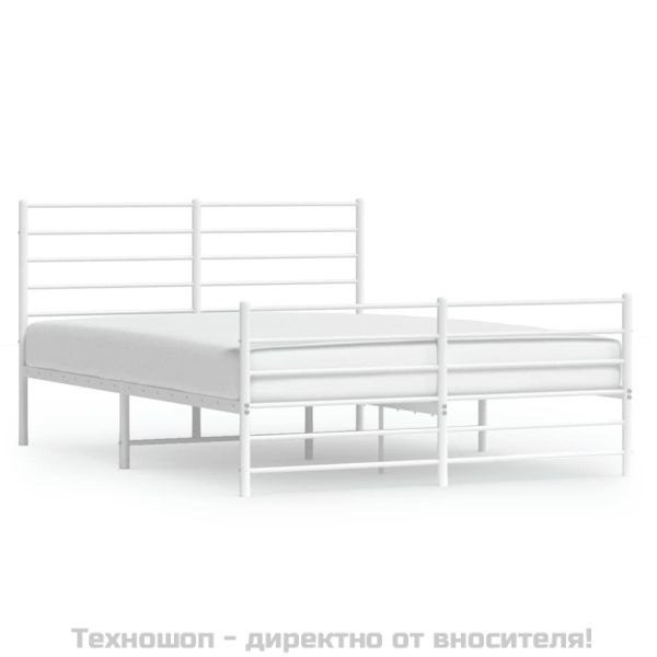 Метална рамка за легло с горна и долна табла, бяла, 120x190 см