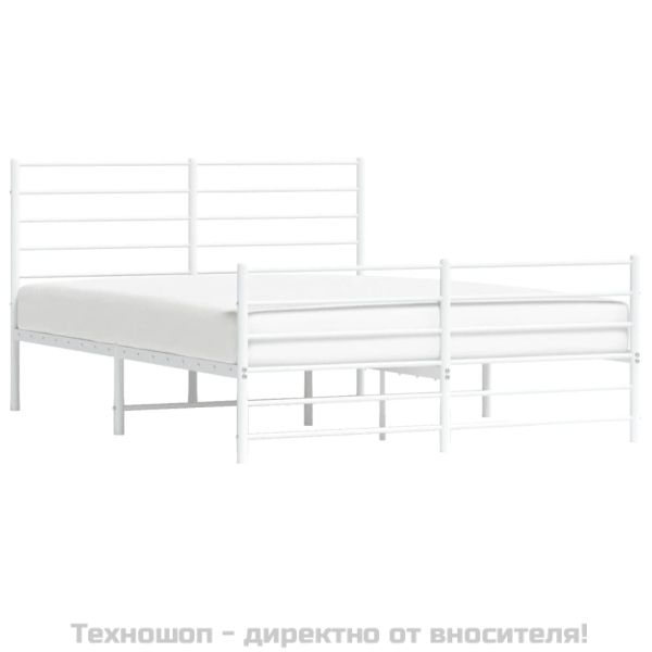 Метална рамка за легло с горна и долна табла, бяла, 120x190 см