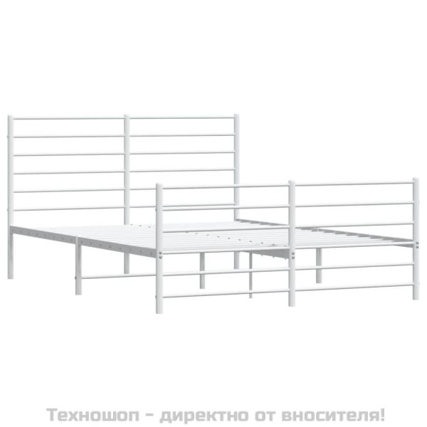 Метална рамка за легло с горна и долна табла, бяла, 120x190 см