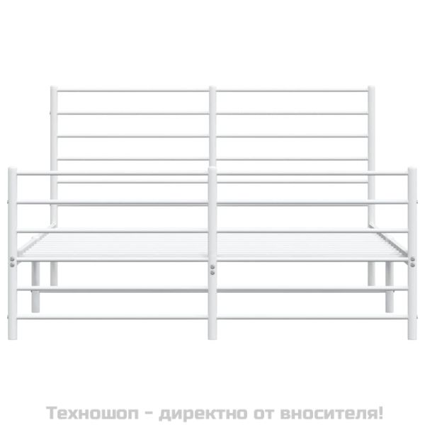 Метална рамка за легло с горна и долна табла, бяла, 120x190 см