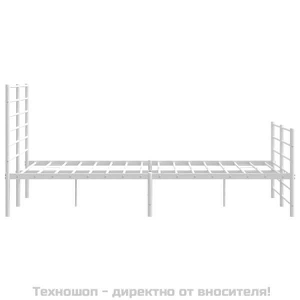 Метална рамка за легло с горна и долна табла, бяла, 120x190 см