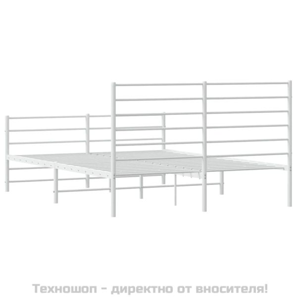 Метална рамка за легло с горна и долна табла, бяла, 120x190 см