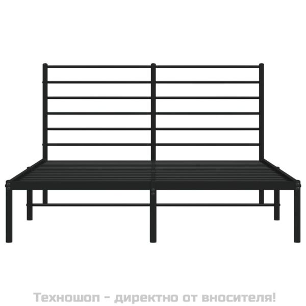 Метална рамка за легло с горна табла, черна, 135x190 см