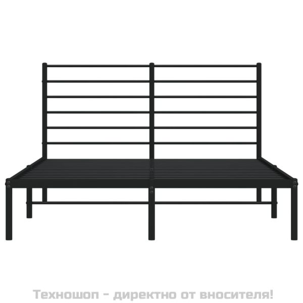 Метална рамка за легло с горна табла, черна, 150x200 см