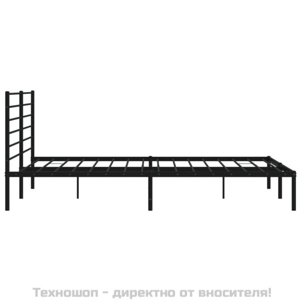 Метална рамка за легло с горна табла, черна, 180x200 см
