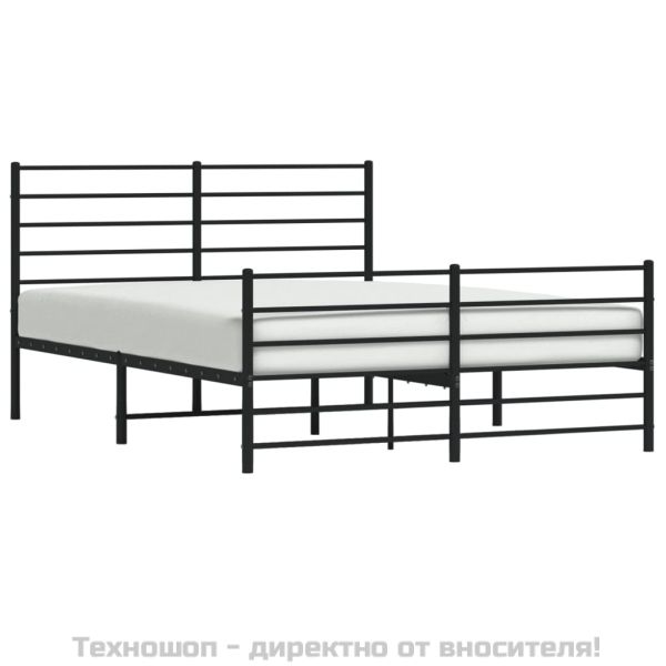 Метална рамка за легло с горна и долна табла, черна, 135x190 см