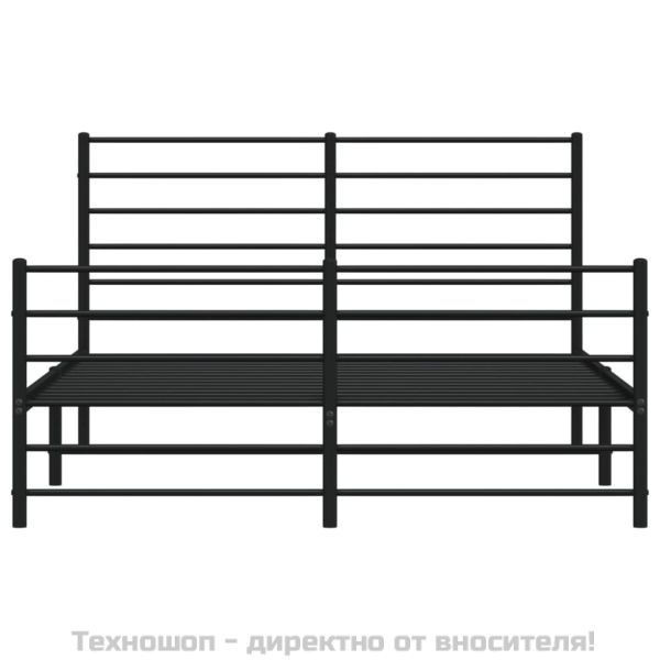 Метална рамка за легло с горна и долна табла, черна, 135x190 см