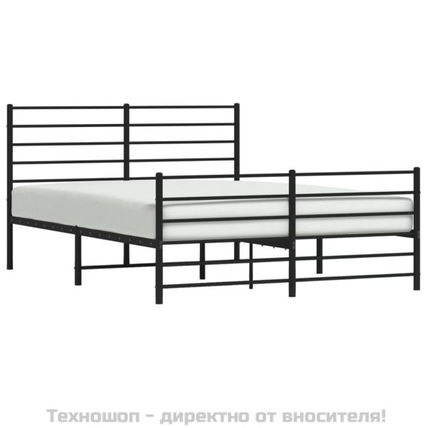Метална рамка за легло с горна и долна табла, черна, 150x200 см