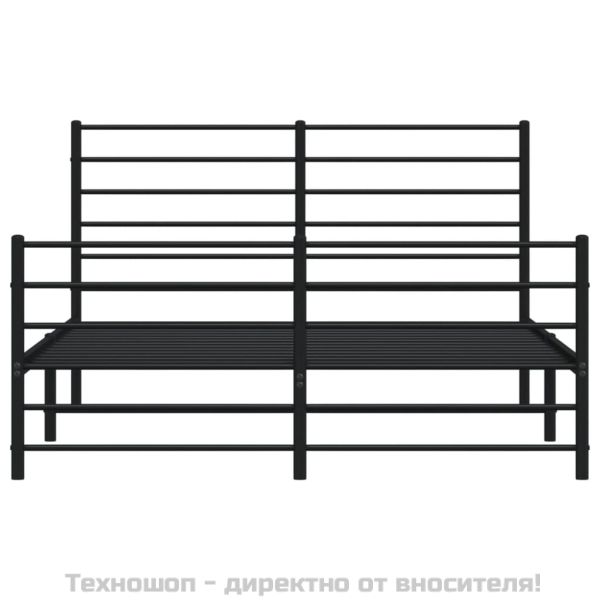 Метална рамка за легло с горна и долна табла, черна, 150x200 см