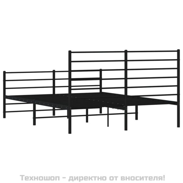 Метална рамка за легло с горна и долна табла, черна, 150x200 см