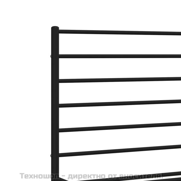 Метална рамка за легло с горна и долна табла, черна, 150x200 см