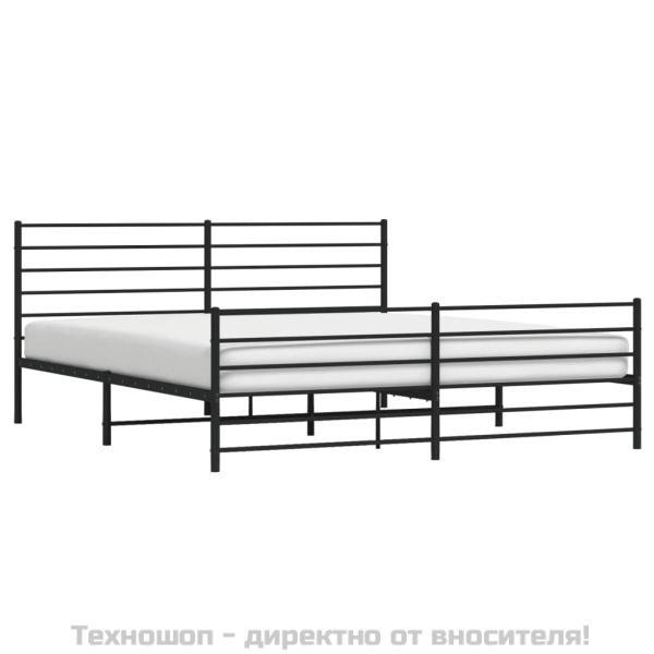 Метална рамка за легло, без матрак, с табли, черна, 180x200 см
