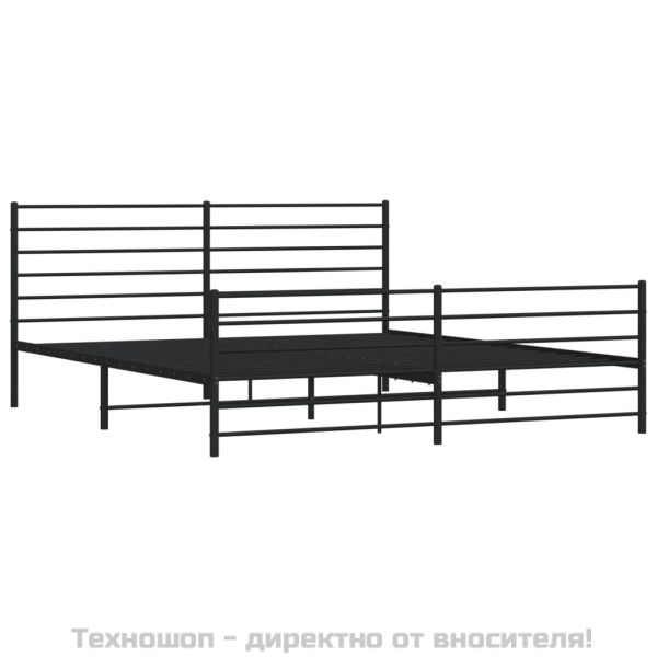 Метална рамка за легло, без матрак, с табли, черна, 180x200 см