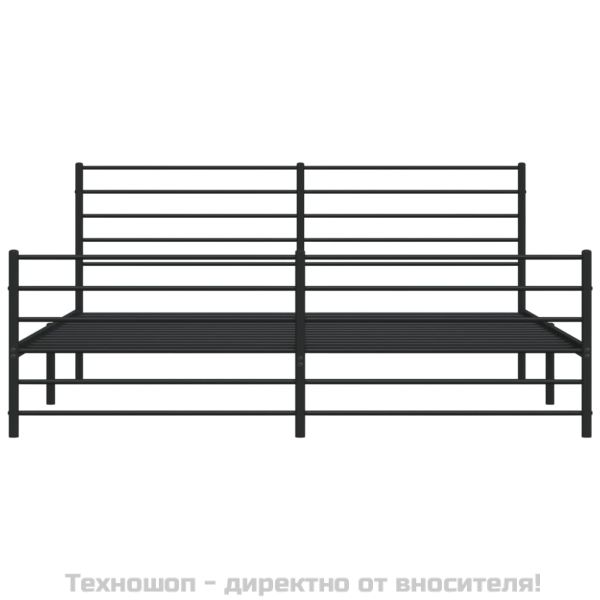 Метална рамка за легло, без матрак, с табли, черна, 180x200 см