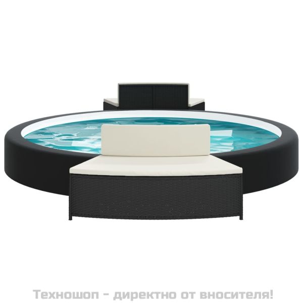 Спа пейки с възглавници 2 бр черни полиратан