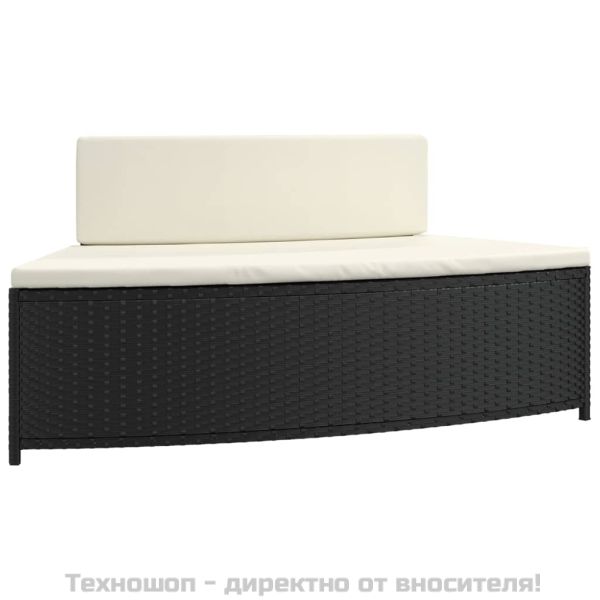 Спа пейки с възглавници 2 бр черни полиратан