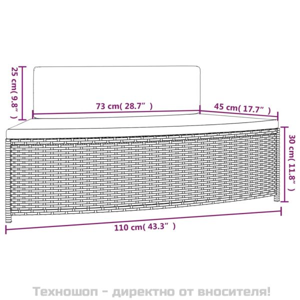 Спа пейки с възглавници 2 бр черни полиратан