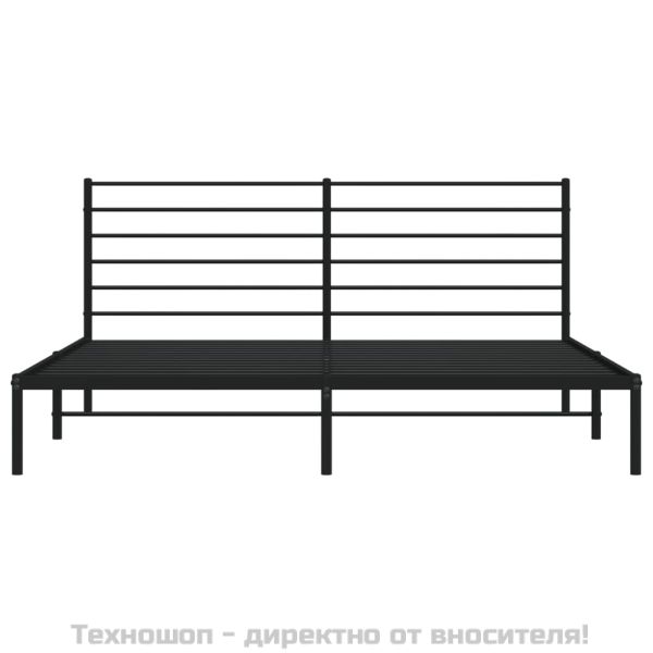 Метална рамка за легло с горна табла, черна, 183x213 см