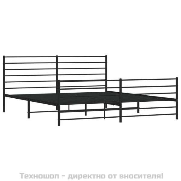 Метална рамка за легло с горна и долна табла, черна, 183x213 см