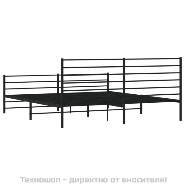 Метална рамка за легло с горна и долна табла, черна, 183x213 см
