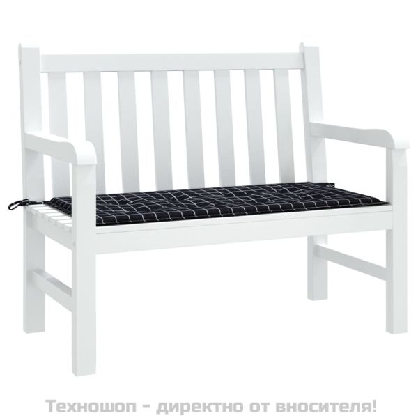 Възглавница за пейка черно каре 120x50x4 см оксфорд плат