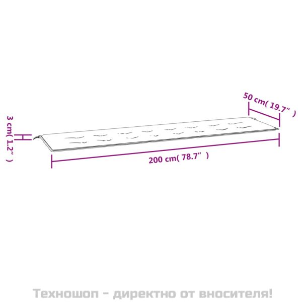 Възглавница за градинска пейка многоцветна 200x50x4 см текстил