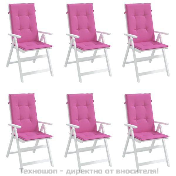 Възглавници за столове с висока облегалка 6 бр розови текстил