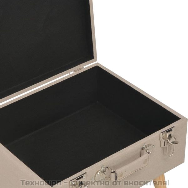 Табуретки за съхранение, 3 бр, бежови, плат