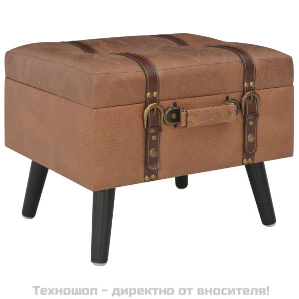 Табуретки за съхранение, 3 бр, кафяви, изкуствена кожа