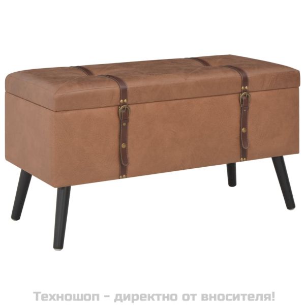 Табуретки за съхранение, 3 бр, кафяви, изкуствена кожа