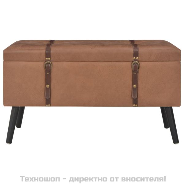 Табуретки за съхранение, 3 бр, кафяви, изкуствена кожа