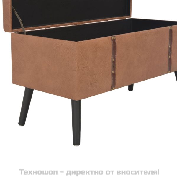 Табуретки за съхранение, 3 бр, кафяви, изкуствена кожа