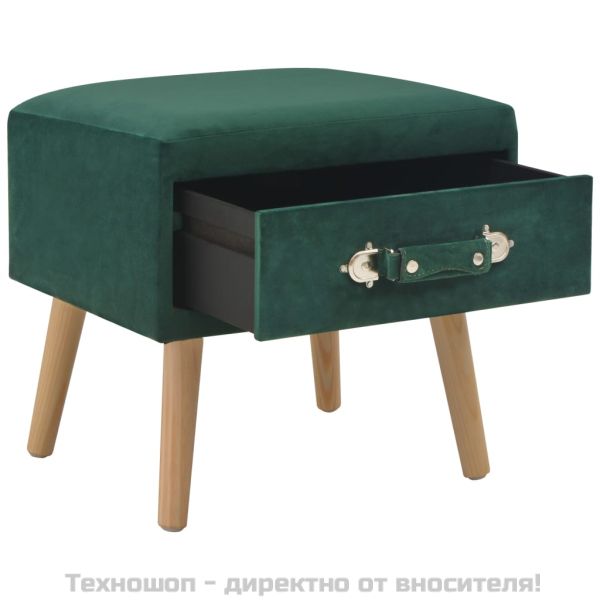 Нощно шкафче, зелено, 40x35x40 см, кадифе
