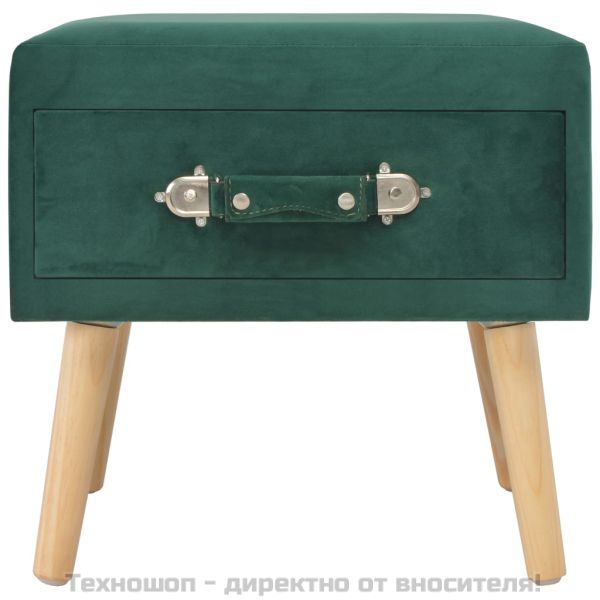 Нощно шкафче, зелено, 40x35x40 см, кадифе