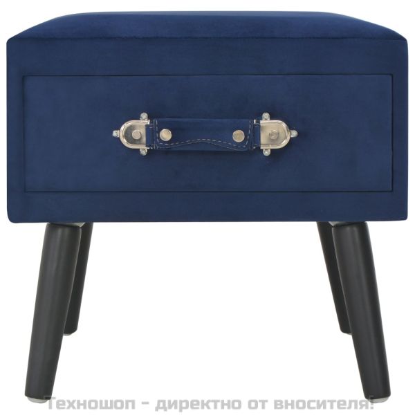 Нощно шкафче, синьо, 40x35x40 см, кадифе